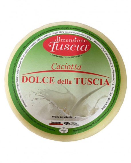 Caciotta Dolce della Tuscia - formaggio con latte misto dolce - 1,6Kg - stagionatura 20 giorni - Dimensione Tuscia