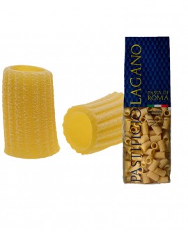 Mezzi Rigatoni artigianali-500g-cartone nr.24 pezzi-pasta di semola di grano duro italiano trafilata al bronzo-Pastificio LAGANO